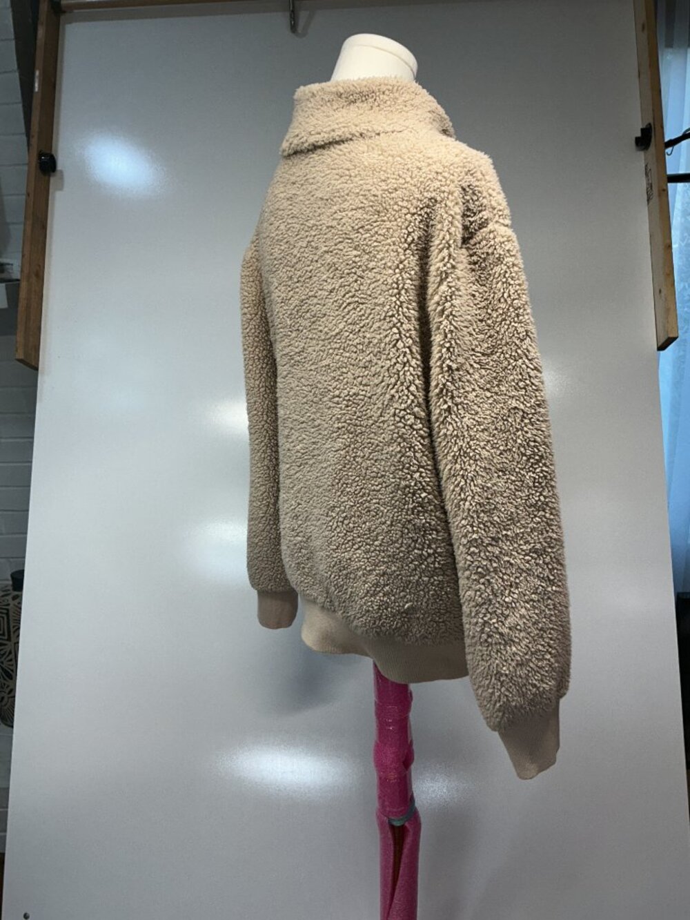 Calvin Klein L Tan Sherpa Teddy Fleece Full Zip Jacket Cozy Fall Winter - Picture 6 of 13